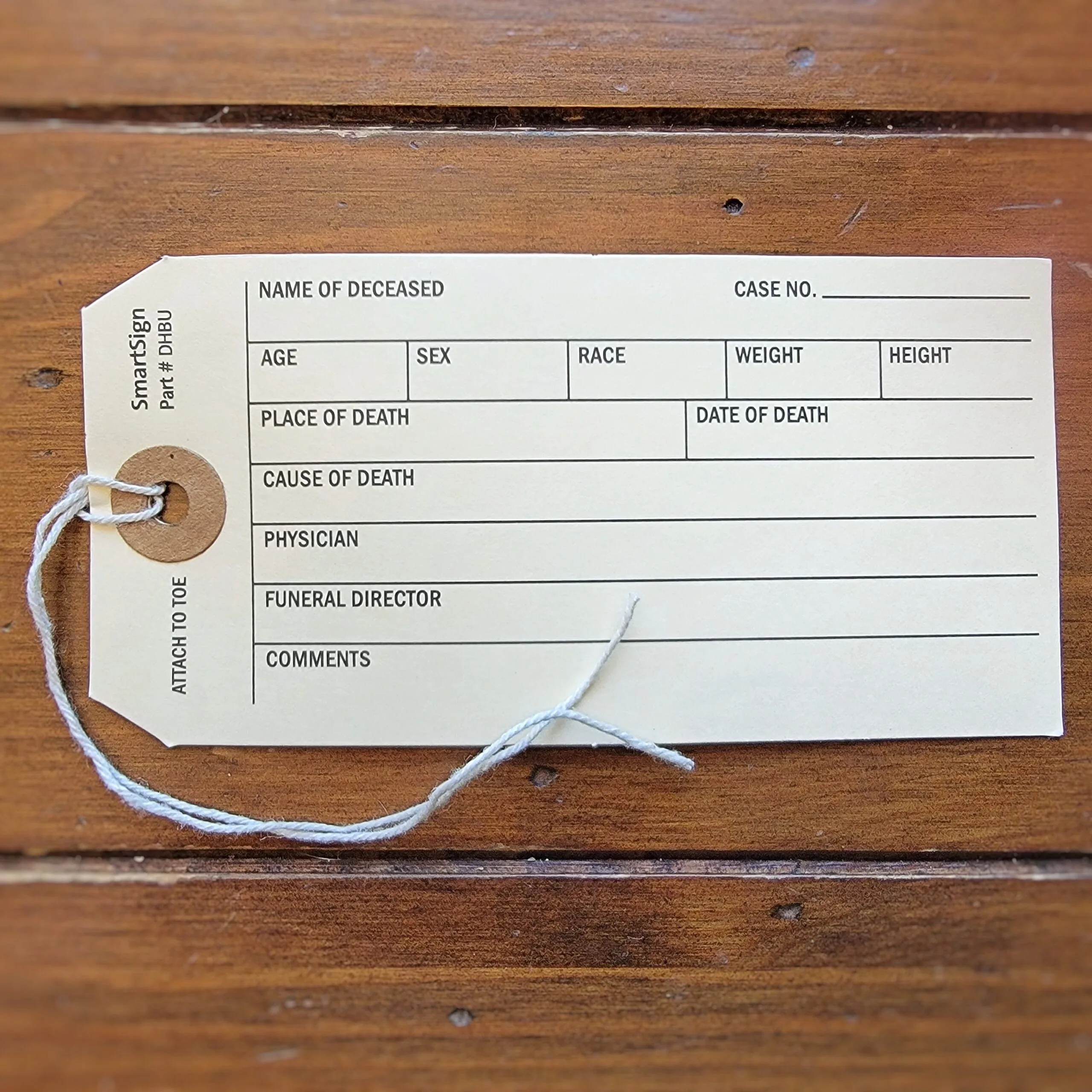 Slide 2 for Vintage Toe Tags, Set of 4 Real Mortuary Identification Tags