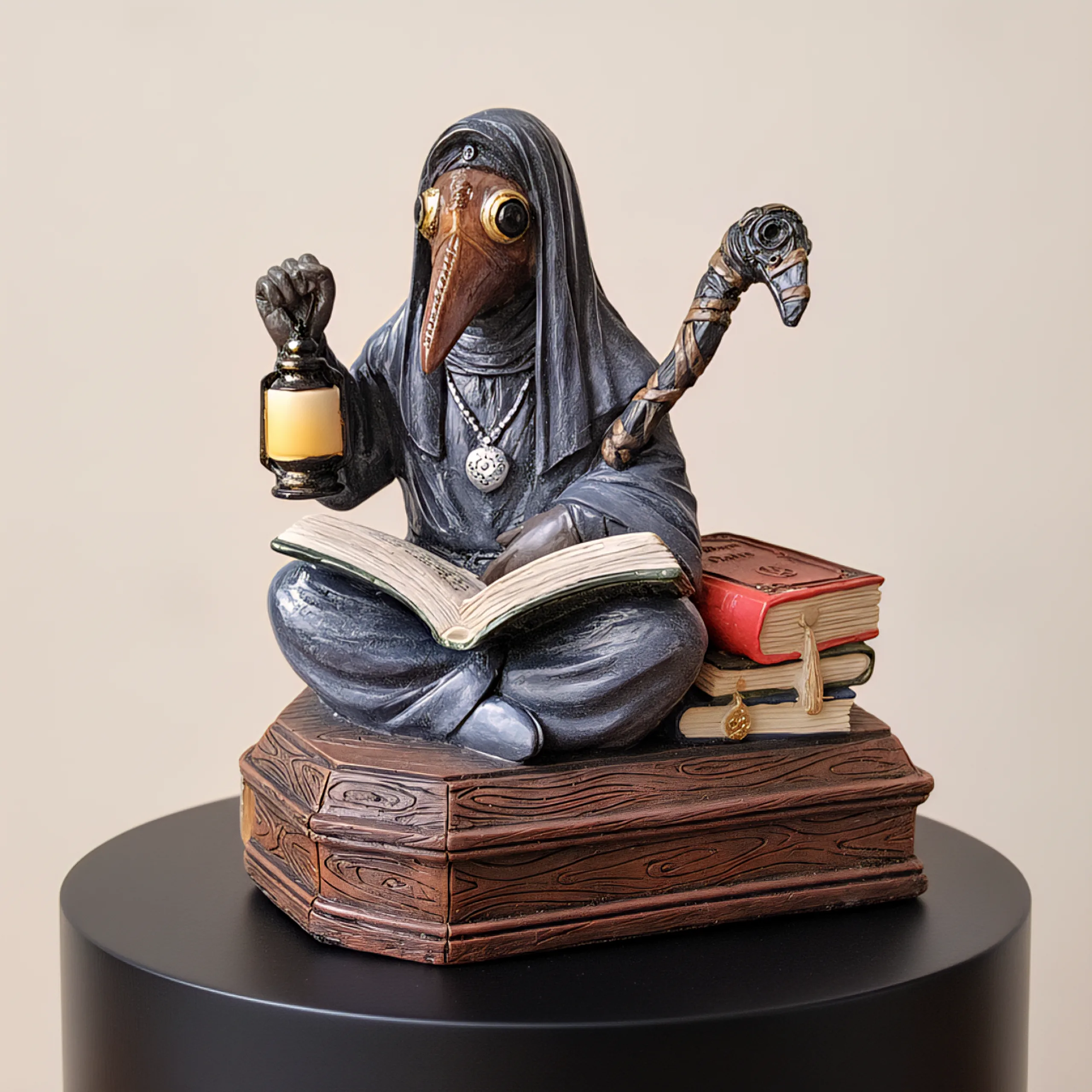Plague Doctor Statue, Coffin, Mortician