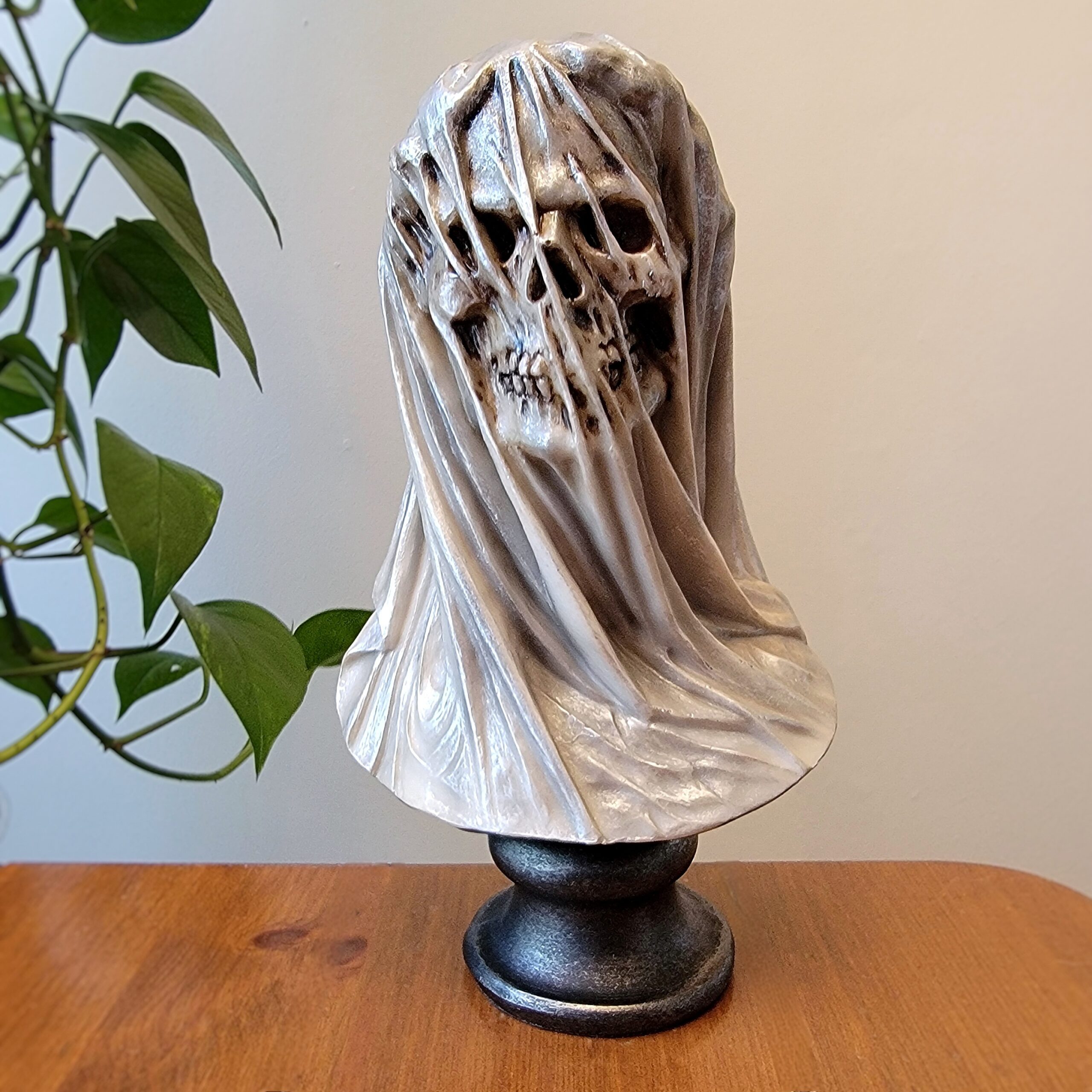 Slide 1 for Veiled Skull Bust, Gothic Decor