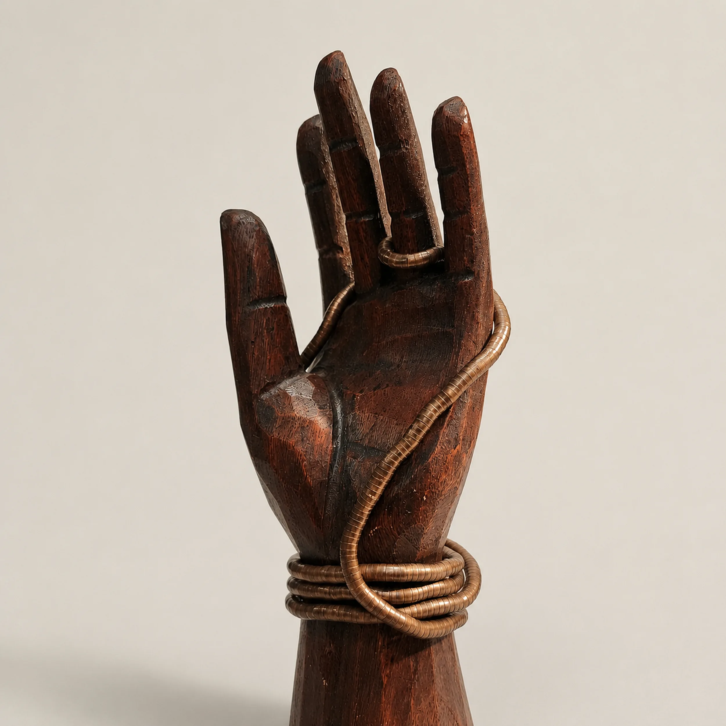 Slide 2 for Wooden Hand Display with Copper Necklace