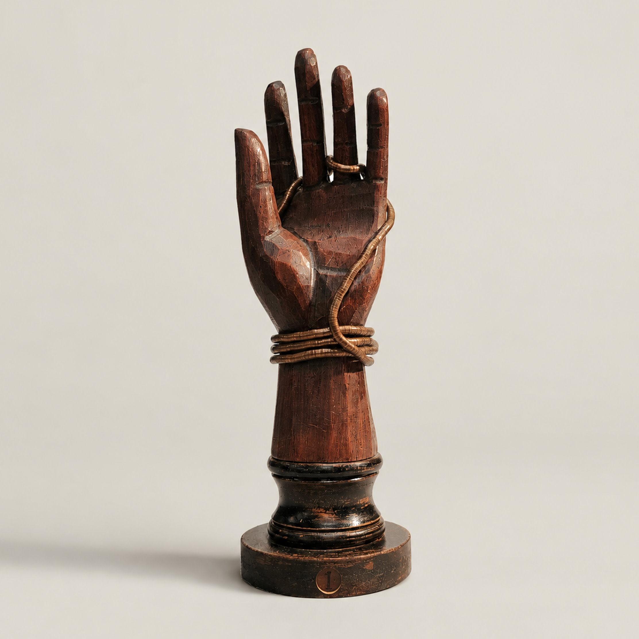 Slide 1 for Wooden Hand Display with Copper Necklace
