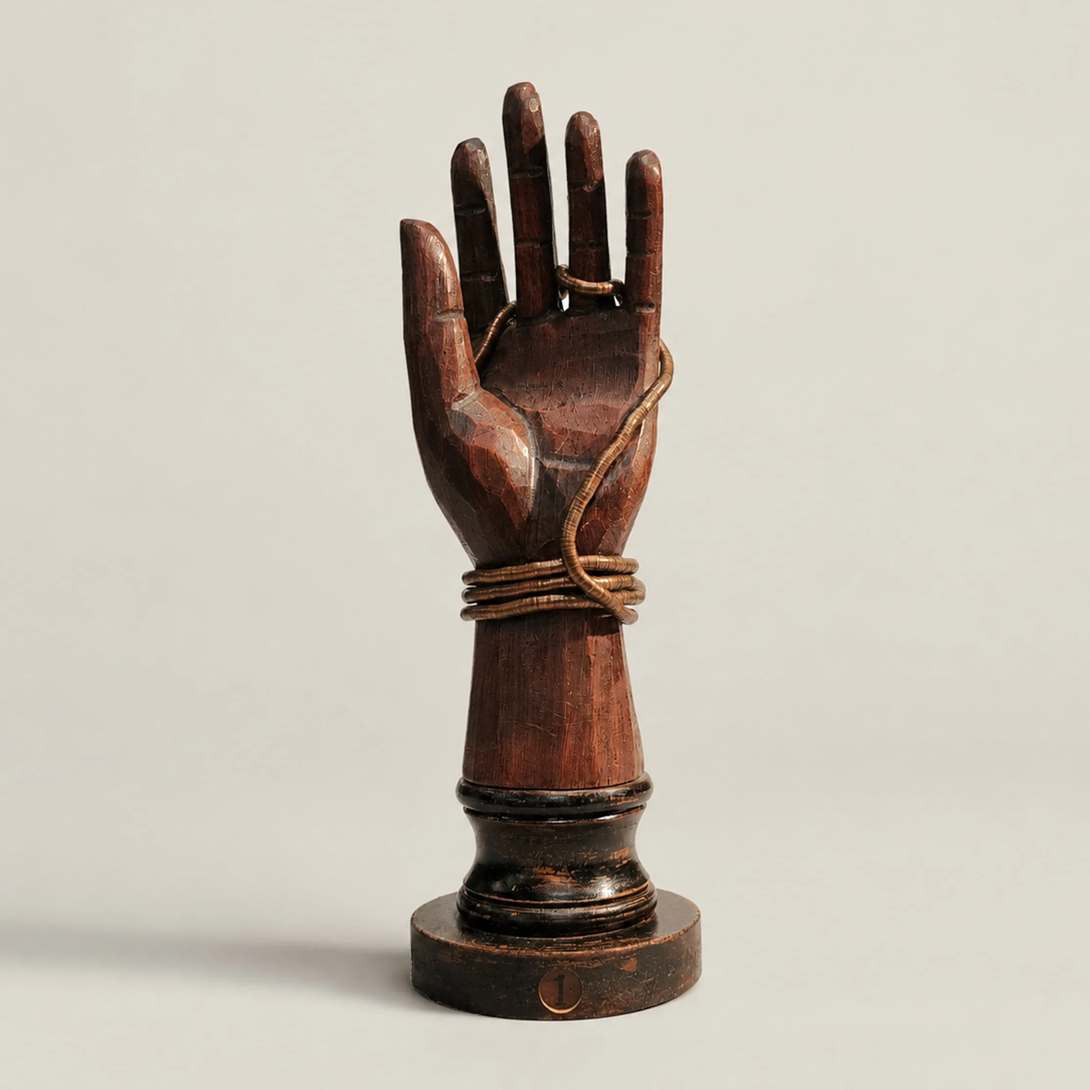Slide 1 for Wooden Hand Display with Copper Necklace