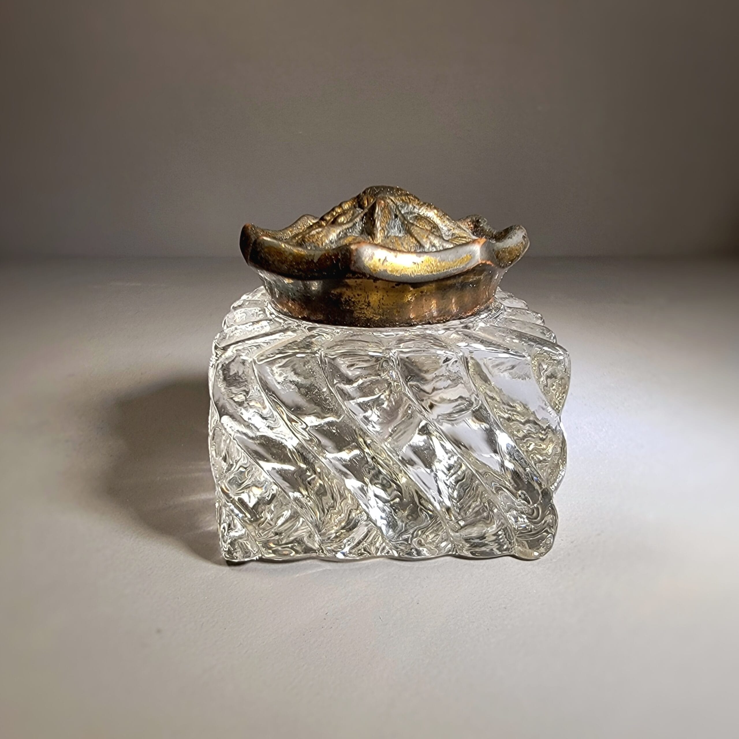 Slide 4 for Rare Vintage Brass and Glass Owl Inkwell