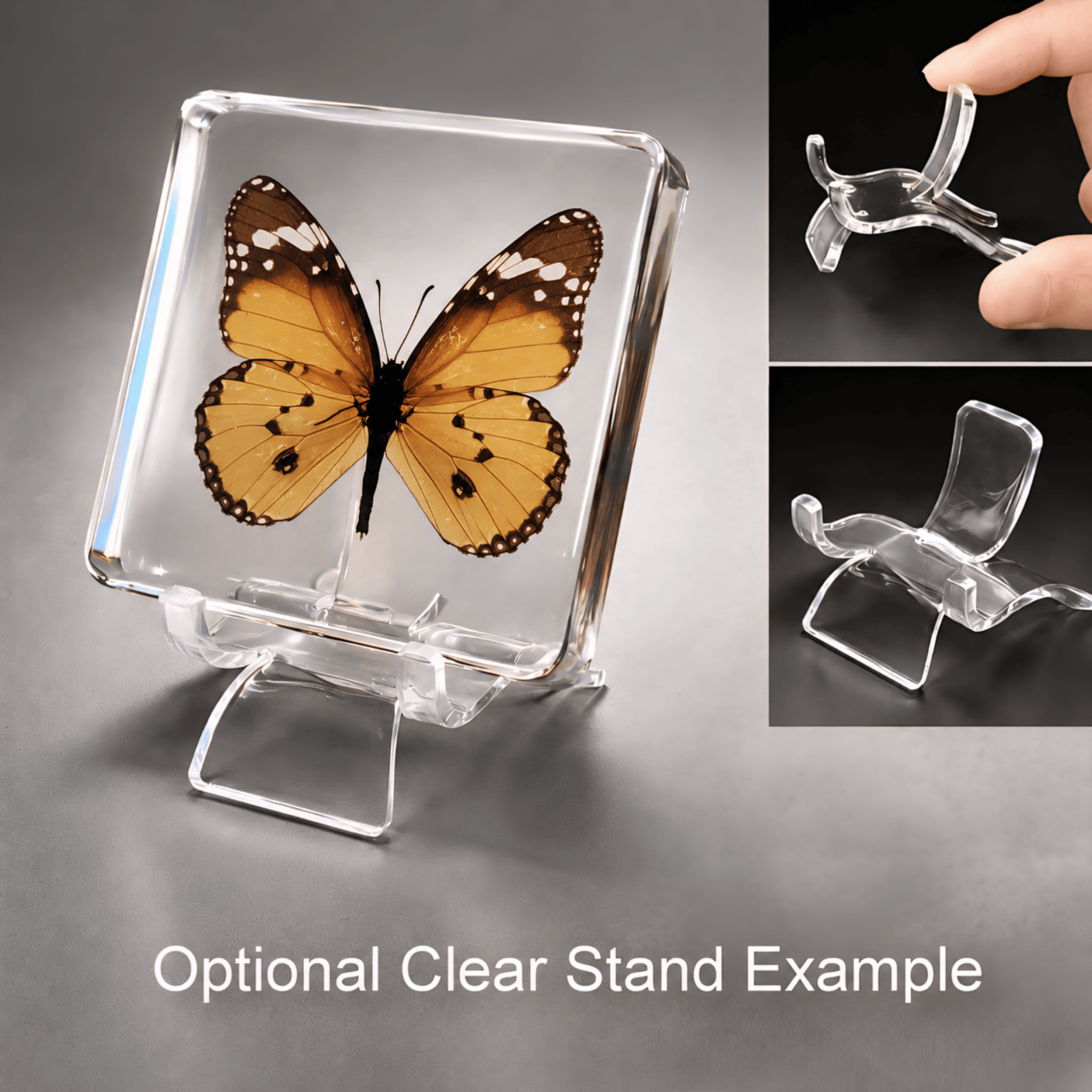 Slide 4 for African Monarch Butterfly in Resin, Butterfly Display, Danaus Chysippus