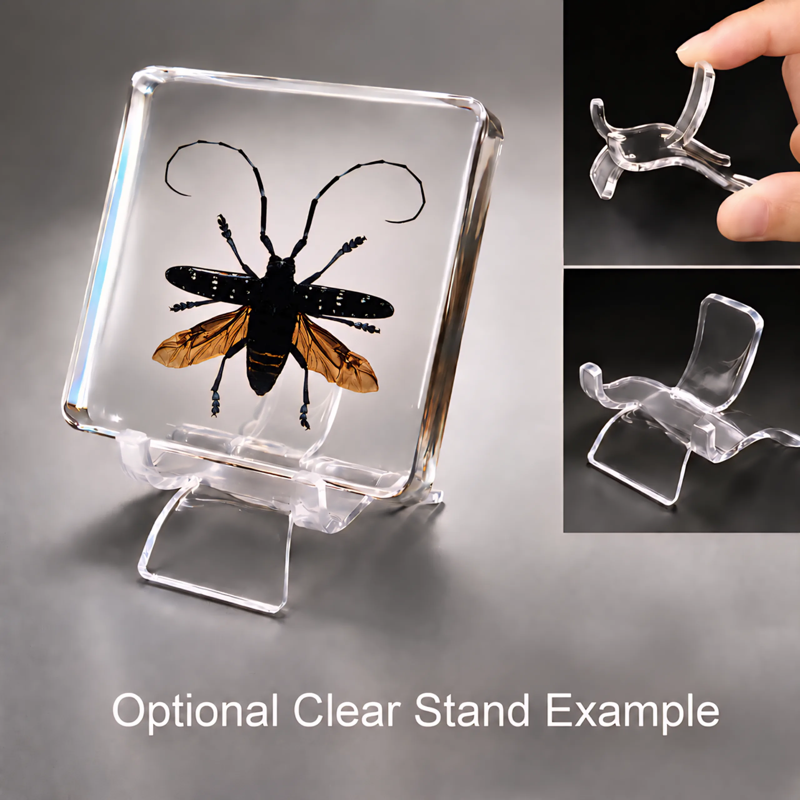 Slide 5 for Longhorn Beetle in Resin, Bug Display Wings Open