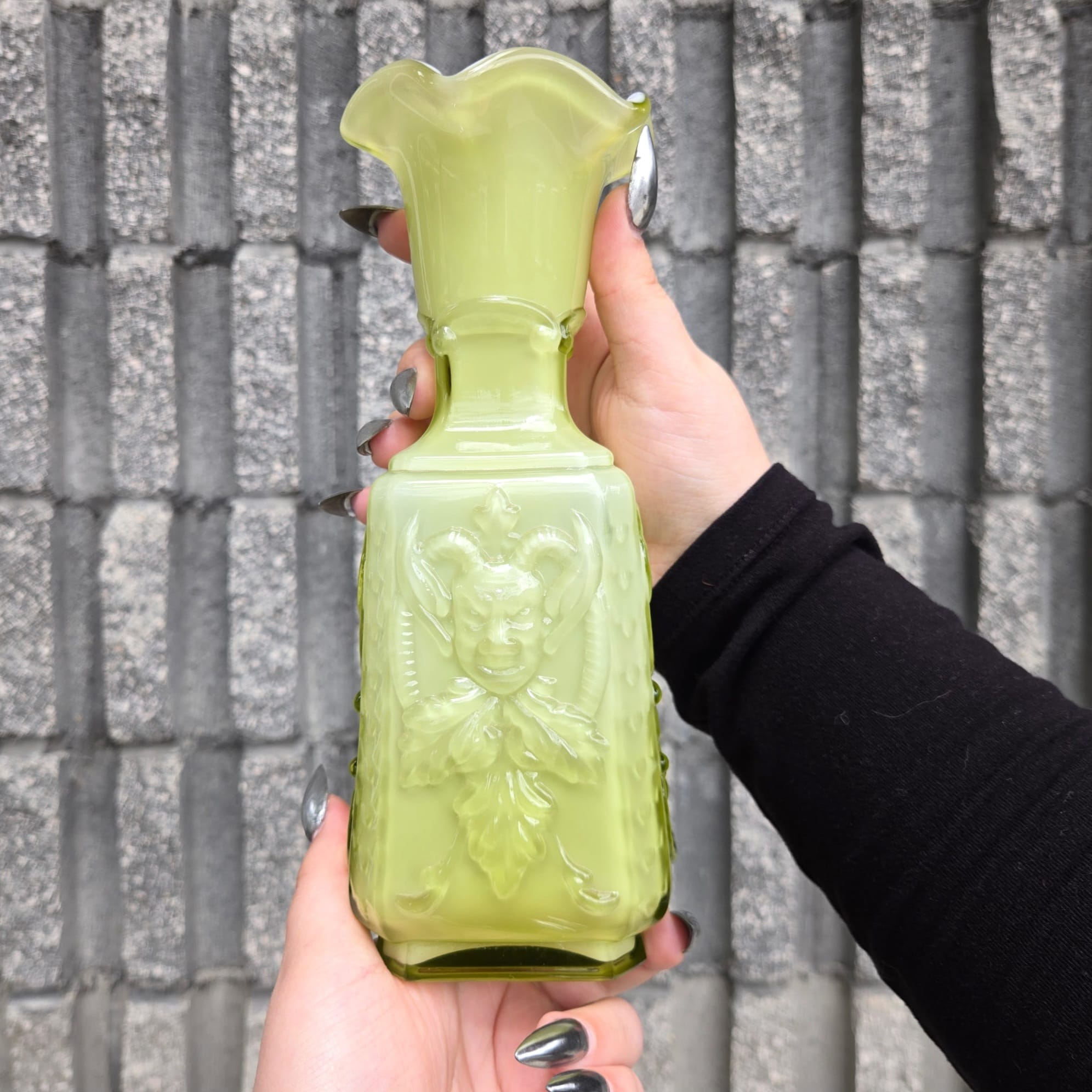 Slide 5 for Vintage Mephistopheles Demon Cased Glass Vase