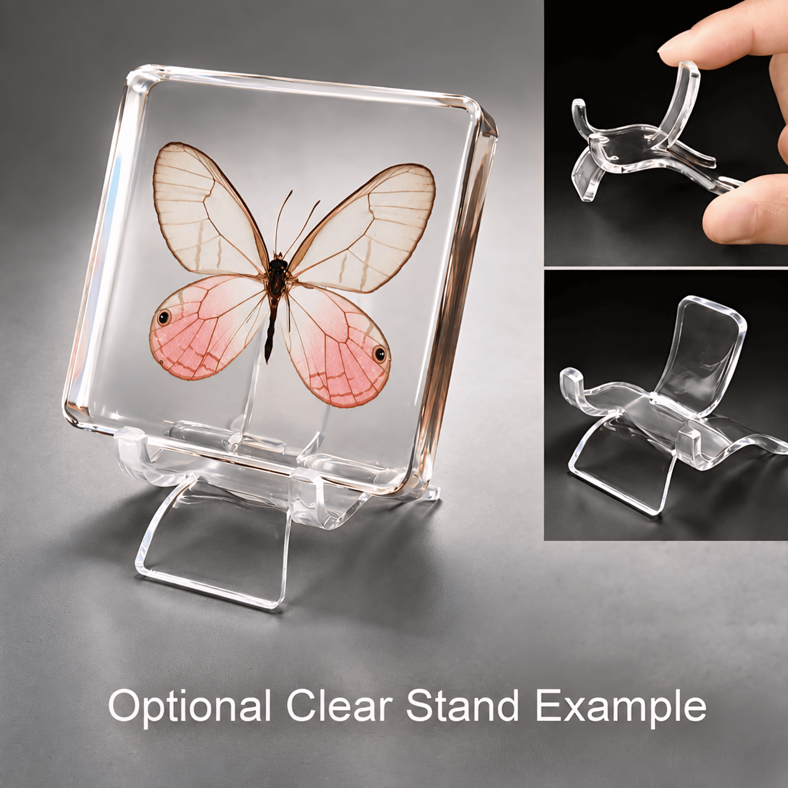 Slide 2 for Rare Blushing Phantom Butterfly in Resin, Cithaerias pireta