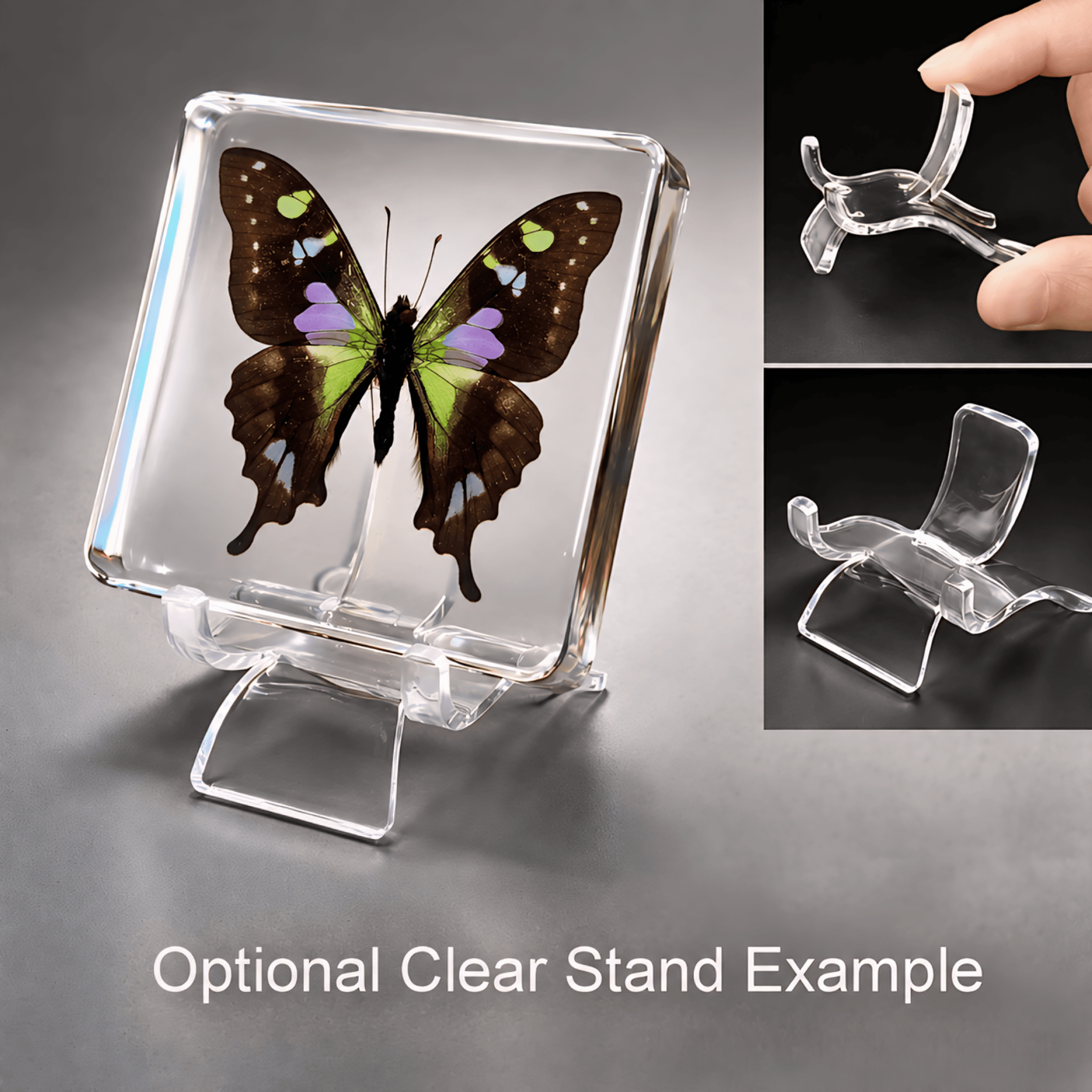 Slide 5 for Rare Purple Spotted Swallowtail Butterfly in Resin, Graphium Weiskei