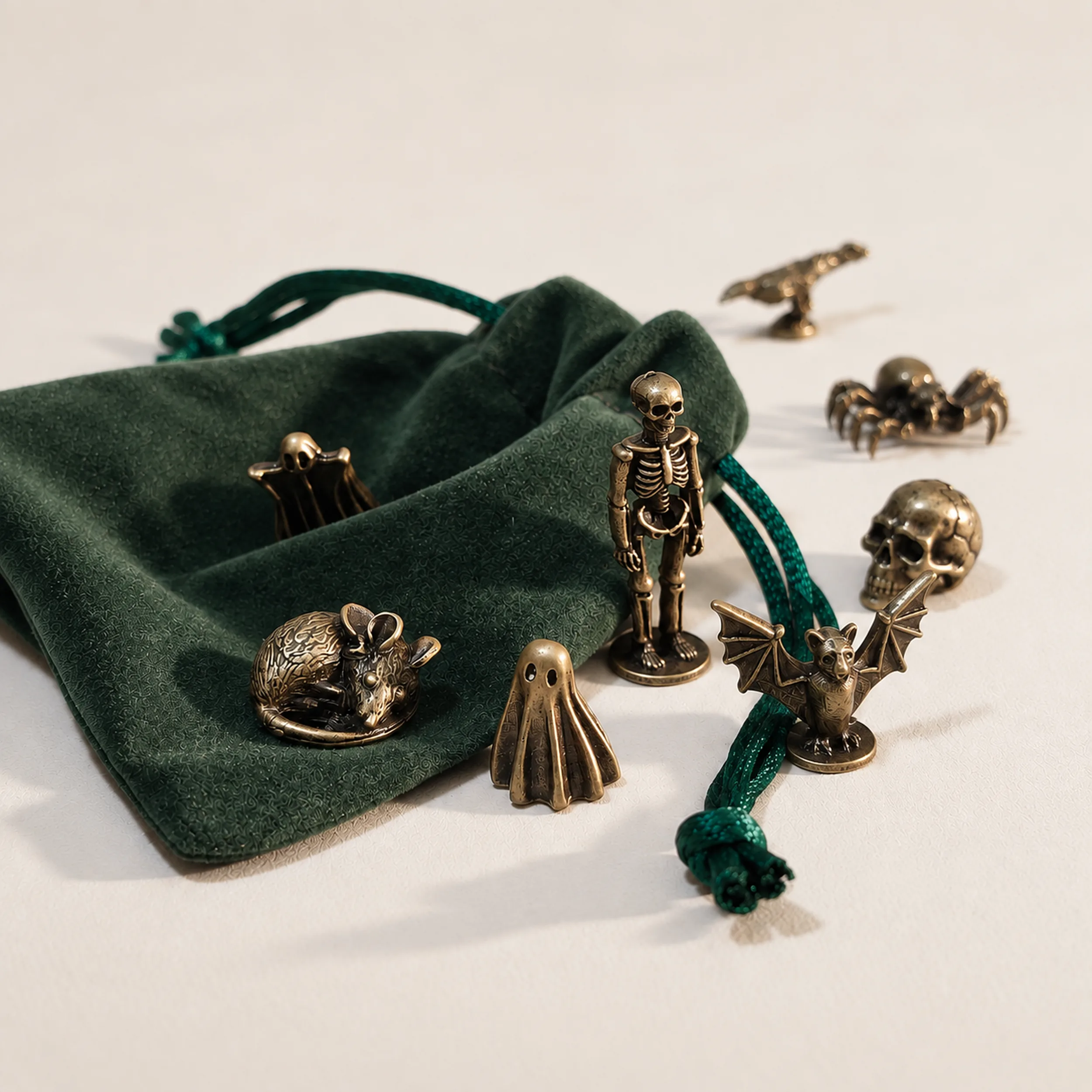 Slide 3 for Tiny Bronze Figurines, Set of 8 Spooky Miniature Figures