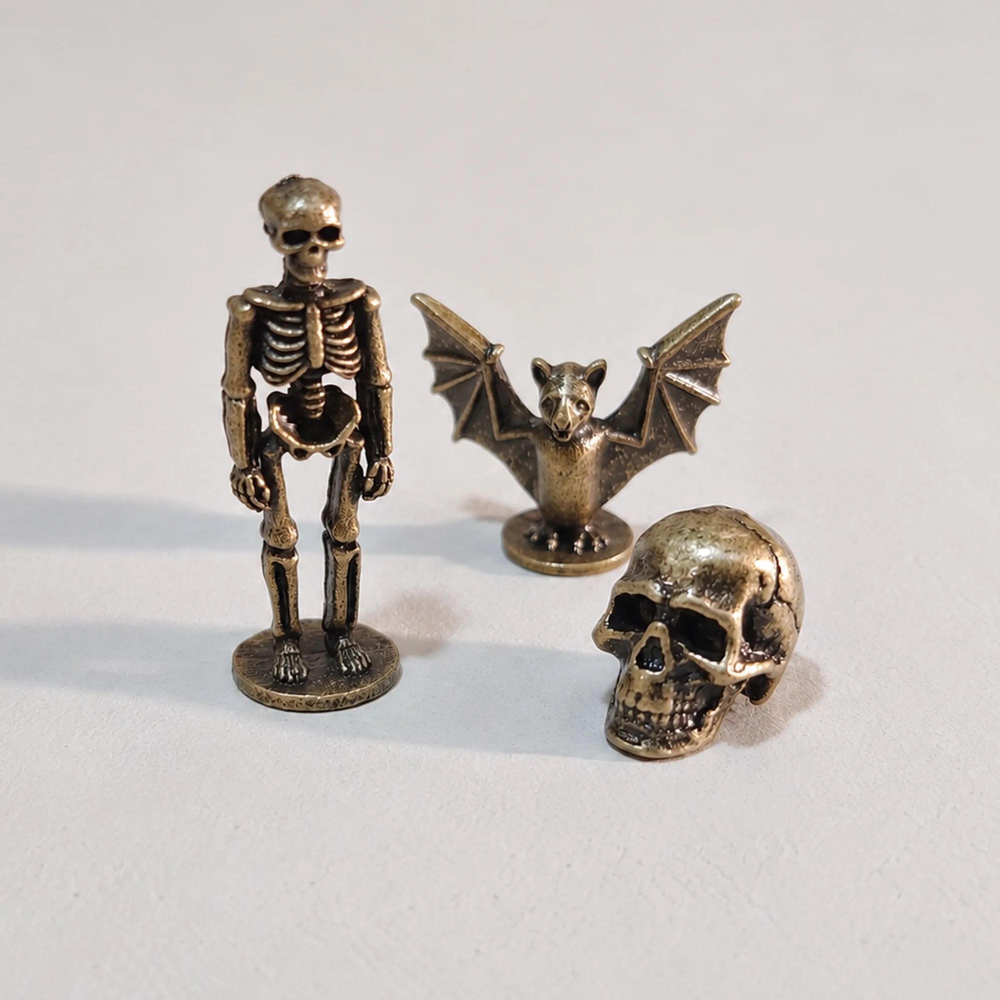 Slide 4 for Tiny Bronze Figurines, Set of 8 Spooky Miniature Figures