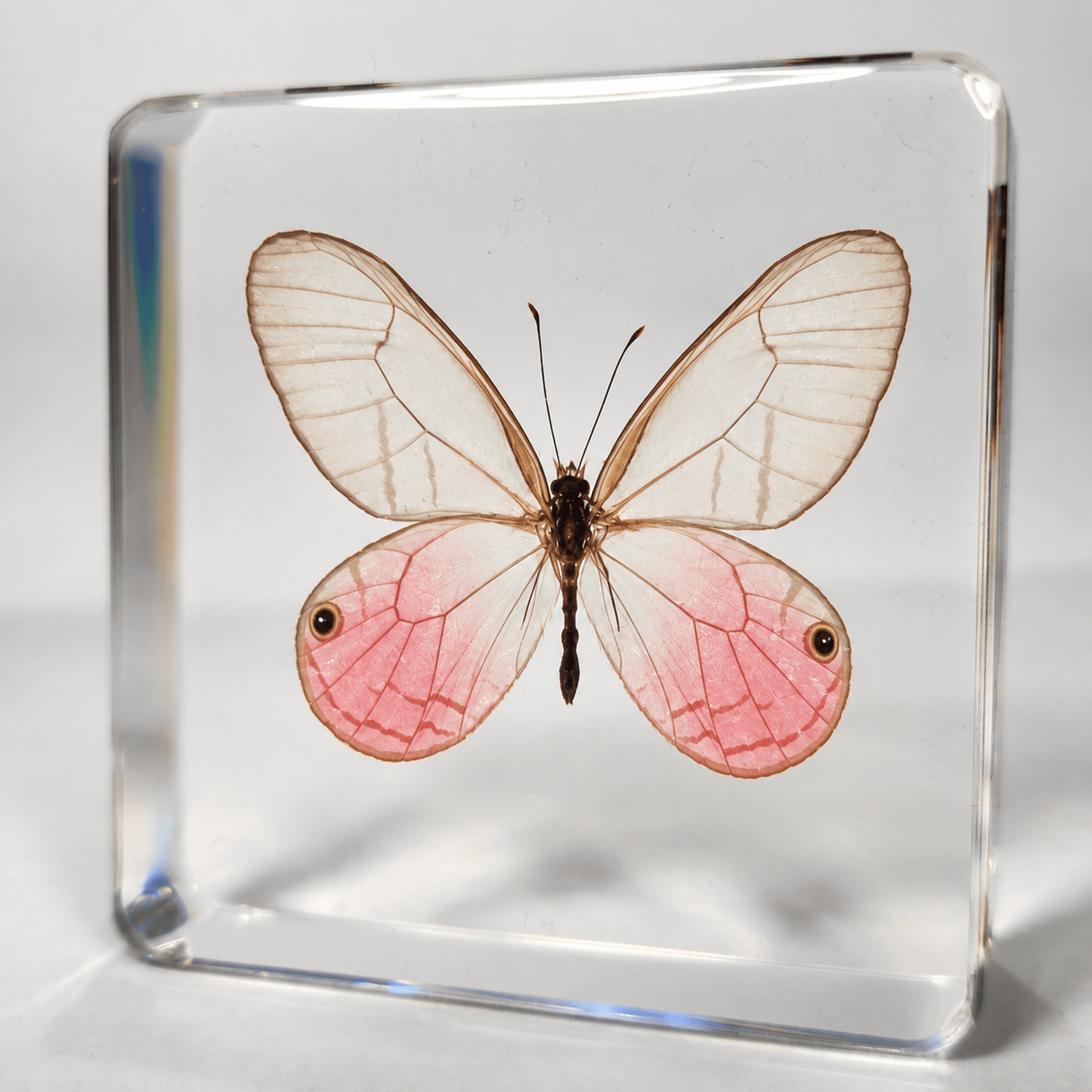 Slide 1 for Rare Blushing Phantom Butterfly in Resin, Cithaerias pireta