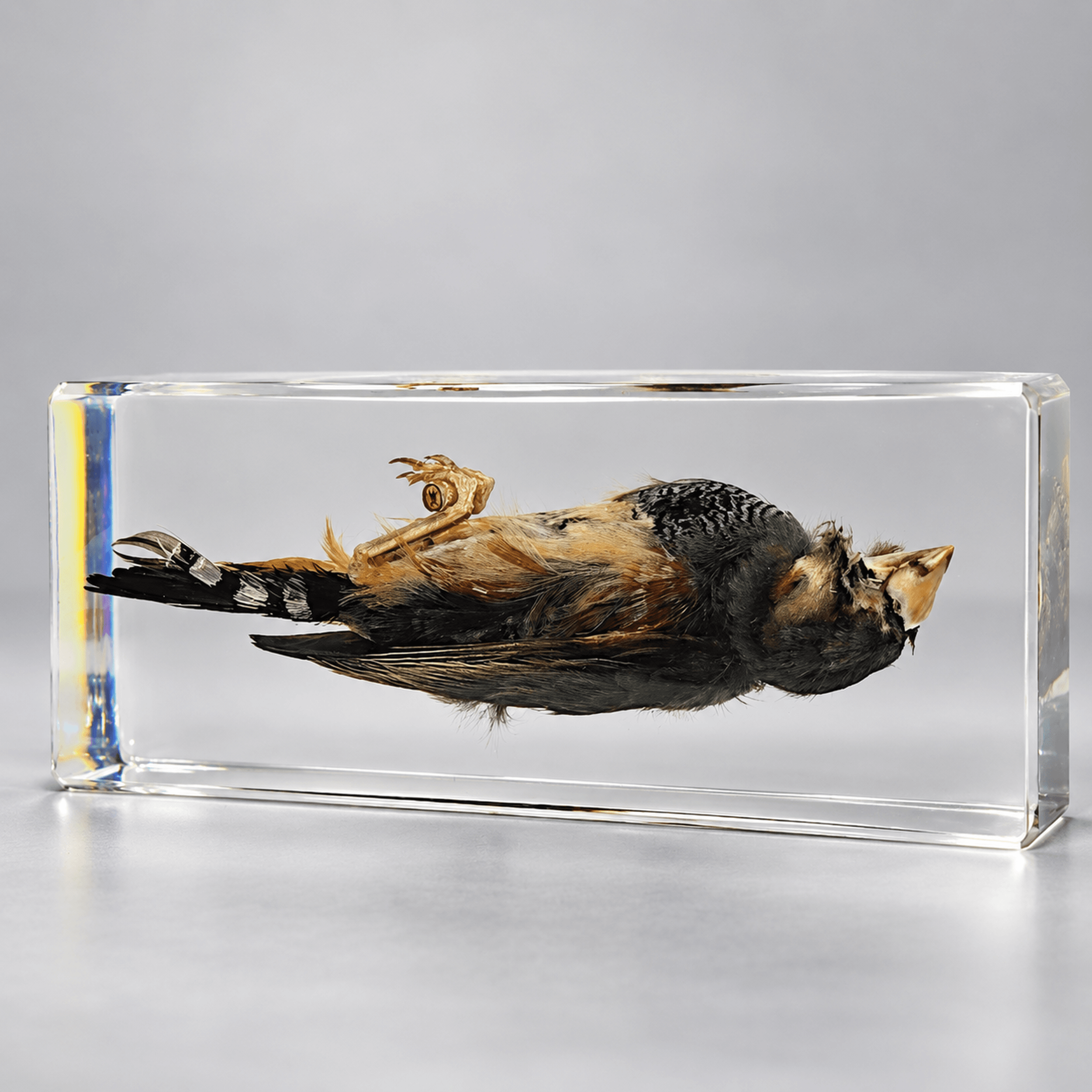 Slide 1 for Zebra Finch, Dead Bird in Resin, Taeniopygia castanotis