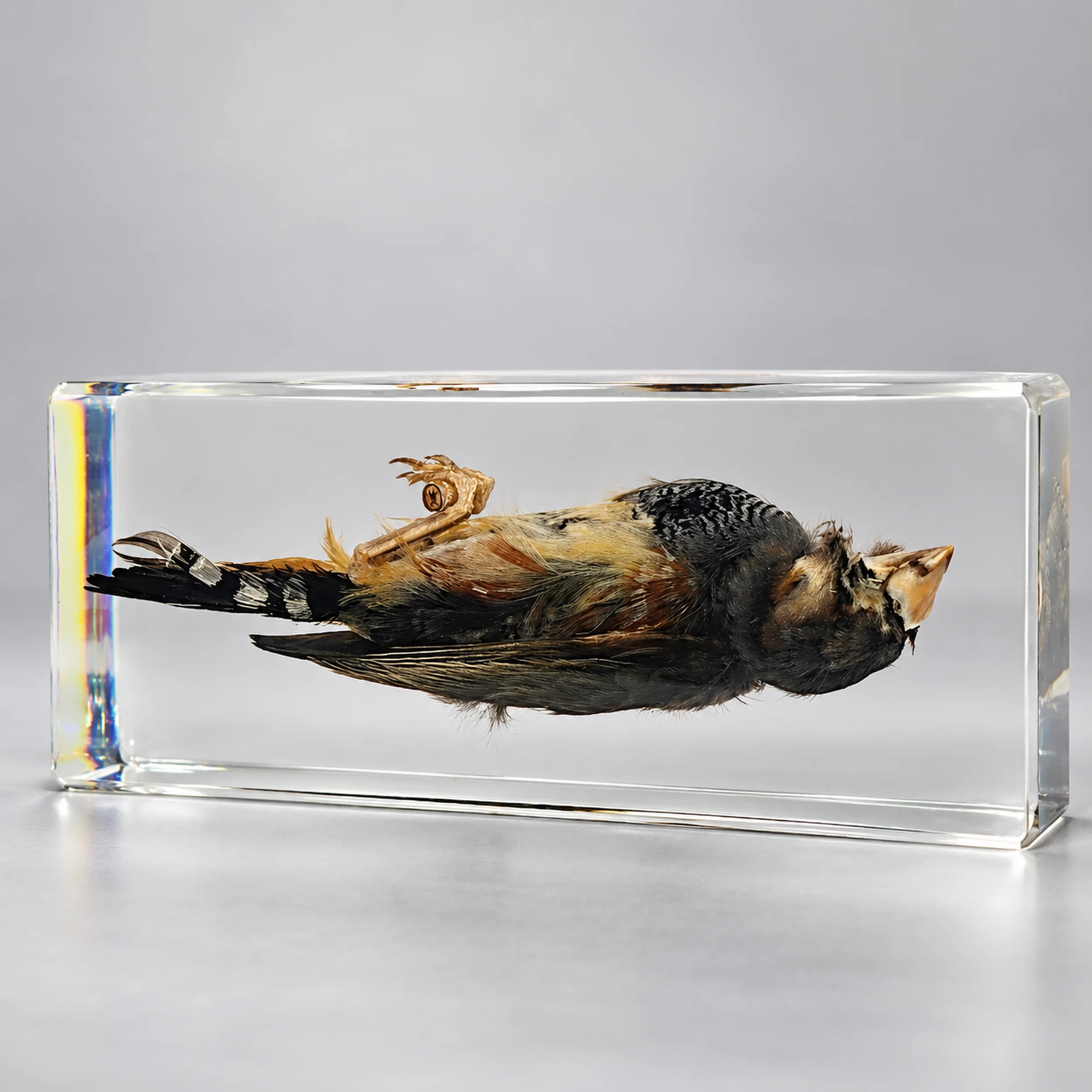 Slide 1 for Zebra Finch, Dead Bird in Resin, Taeniopygia castanotis