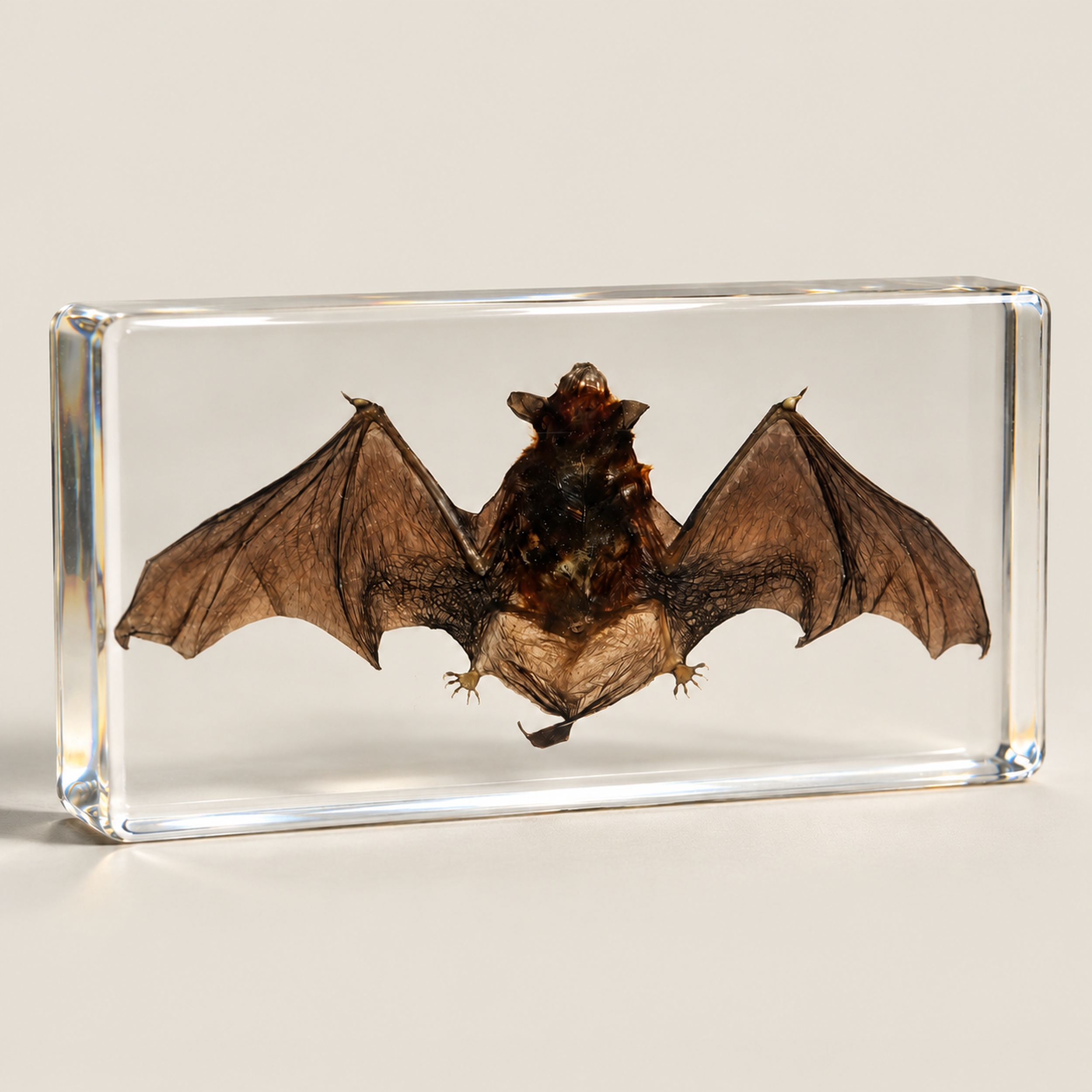 Slide 1 for Real Bat in Resin, Real Bat in Lucite, Wings Open, Oddities, Curiosities