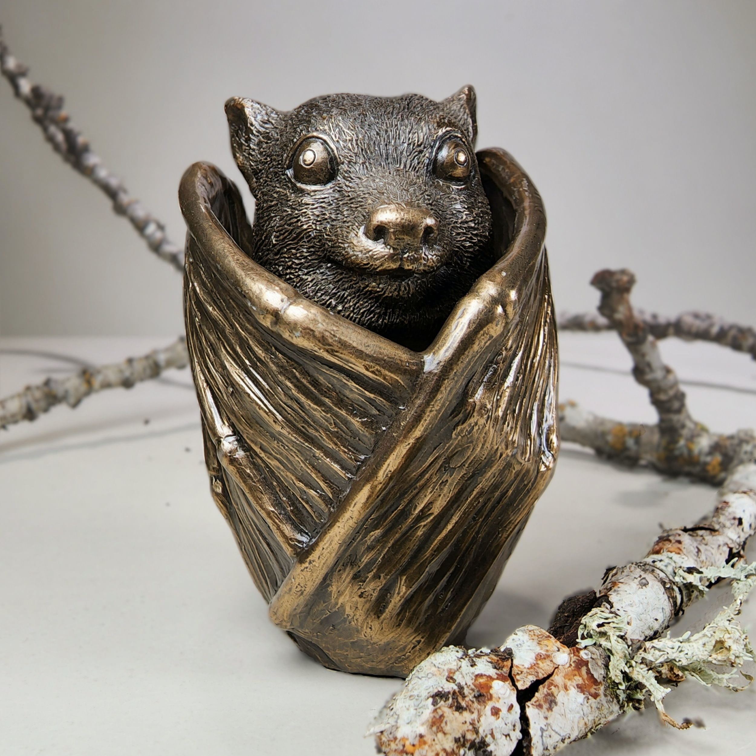 Slide 1 for Bronze Bat Trinket Cup, Gothic Home Decor