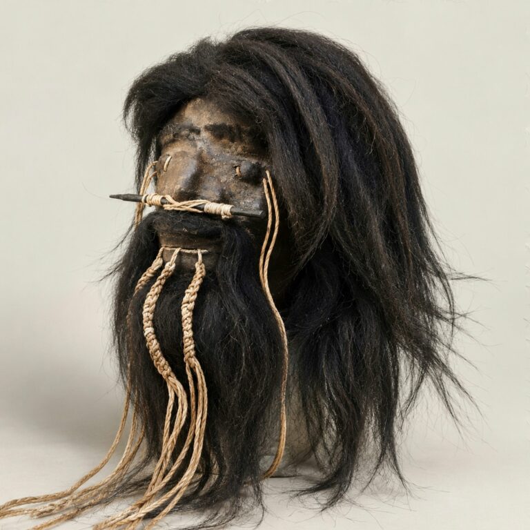 Slide 1 for Shrunken Head, Real Leather and Hair, Oddities, Curiosities, 5 Inch