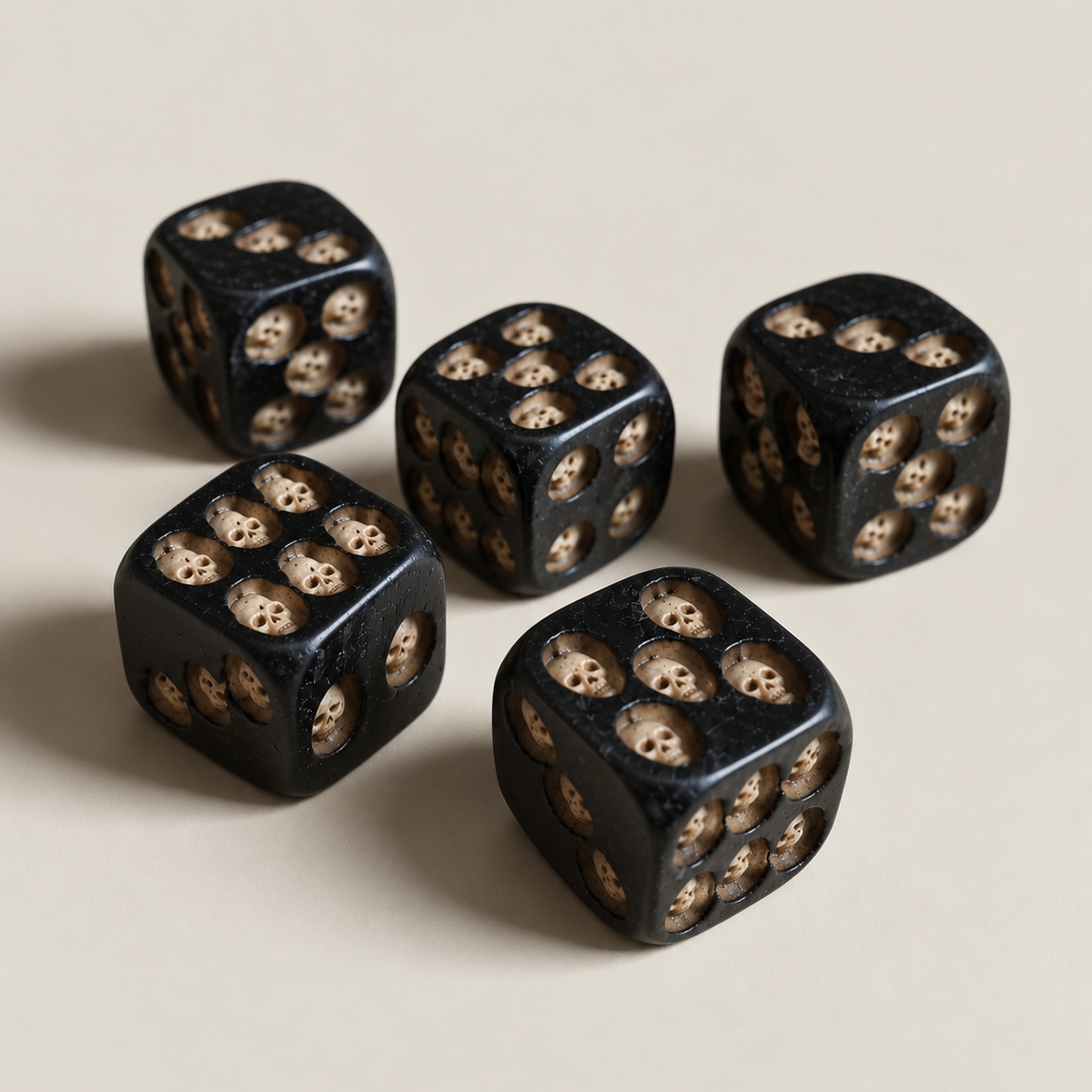 Slide 1 for 5 Skull Dice, Death Head Dice, Bone Dice, Oddities, Curiosities