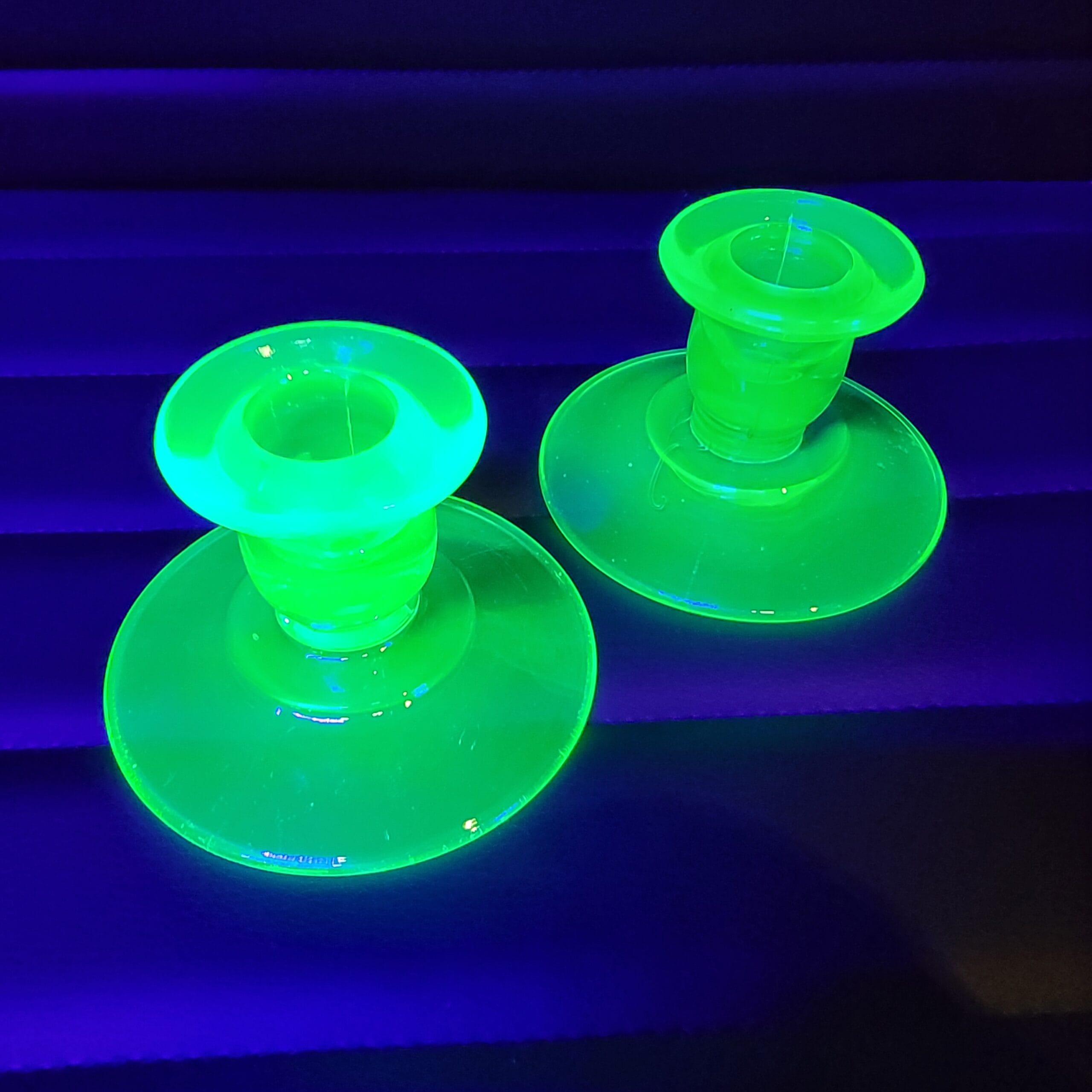 Slide 5 for Vintage Uranium Candle Holder Set of 2