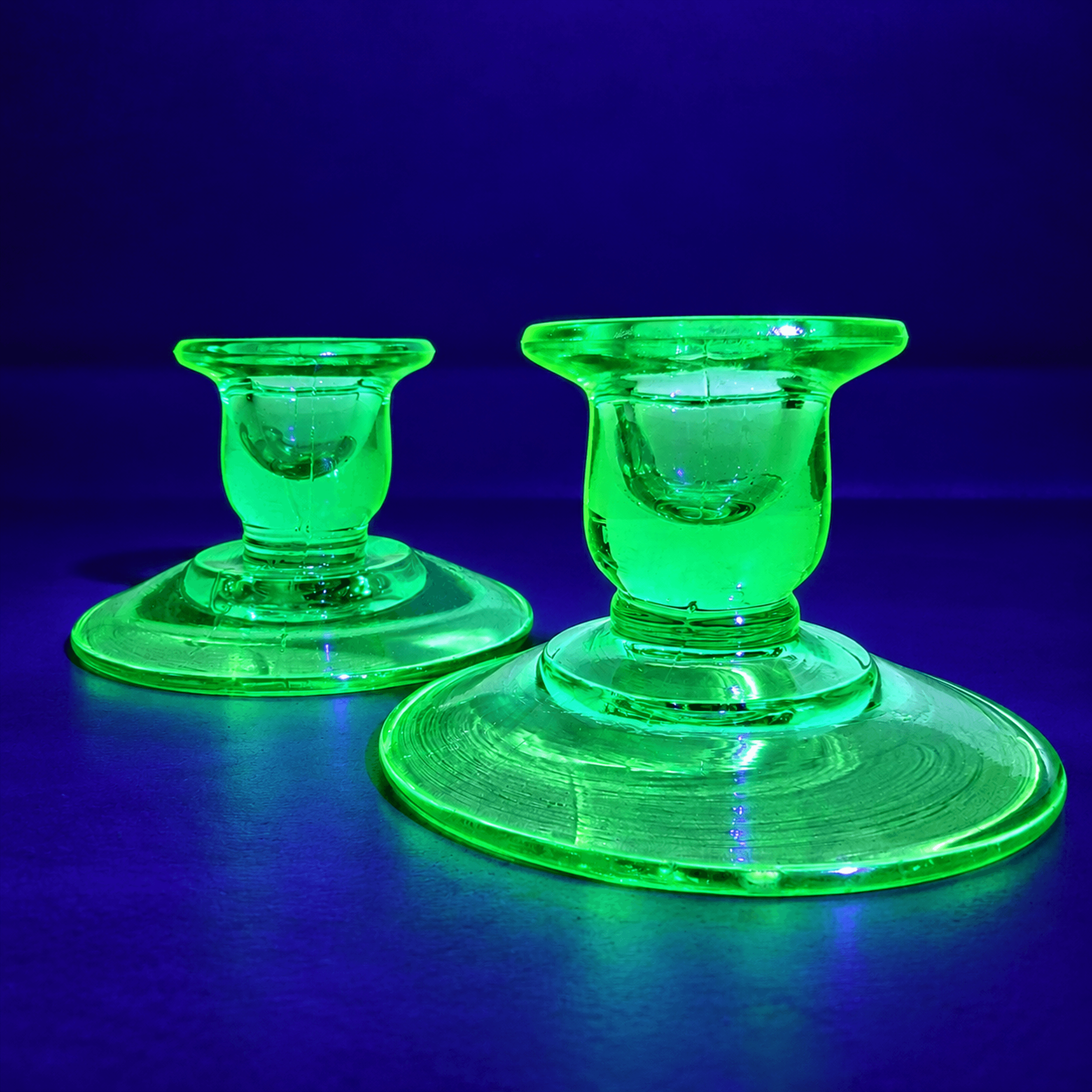 Slide 1 for Vintage Uranium Candle Holder Set of 2