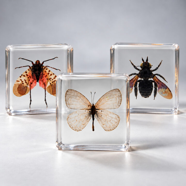 Slide 1 for X3 Tiny Insect in Resin Set, Lanternfly, Bee, Butterfly -Air